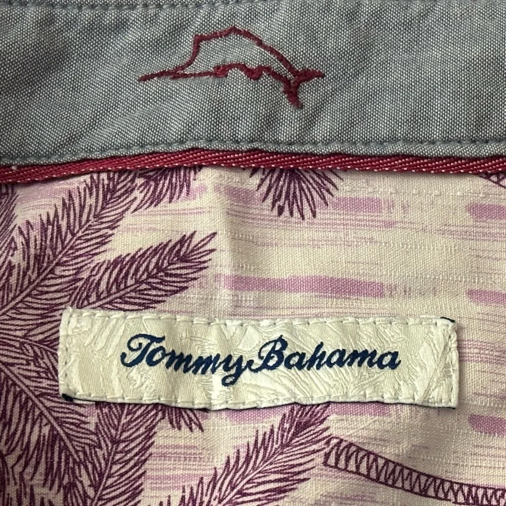 Tommy Bahama Purple Palm Print Men's Shirt - Picture 6 of 7